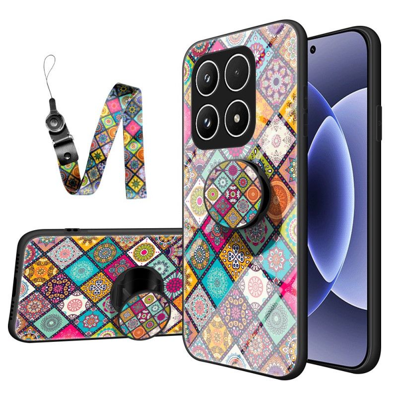Coque Xiaomi 17 Support Patchwork à Lanière