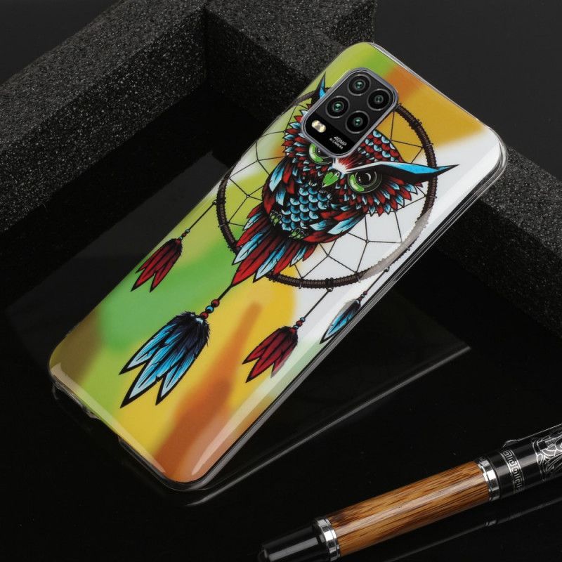 Coque Xiaomi Mi 10 Lite Attrape Rêves Hibou Fluorescente