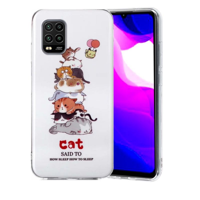 Coque Xiaomi Mi 10 Lite Cats Fluorescente