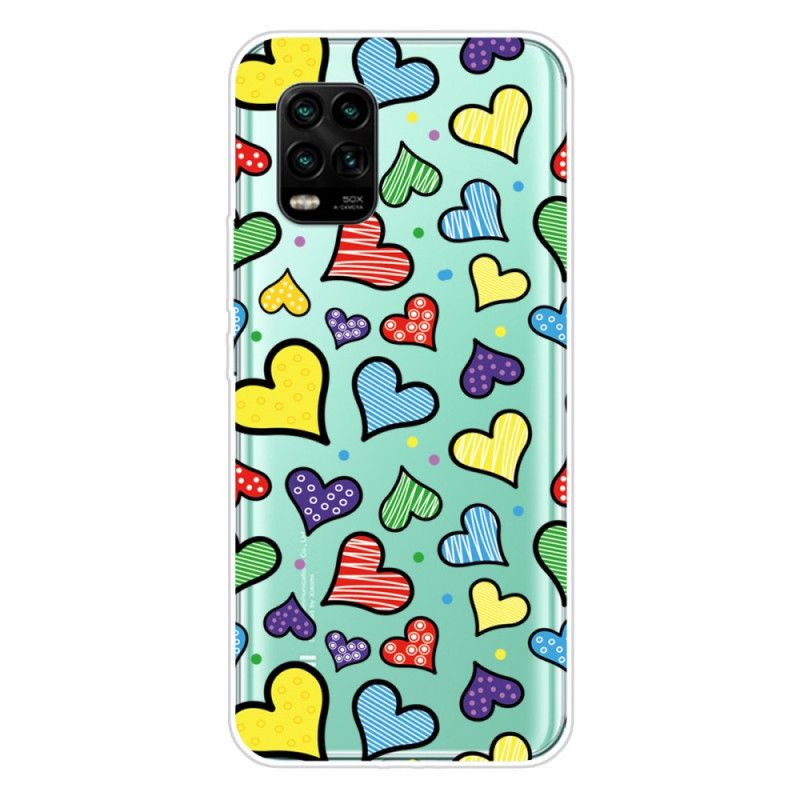 Coque Xiaomi Mi 10 Lite Coeurs Multicolors