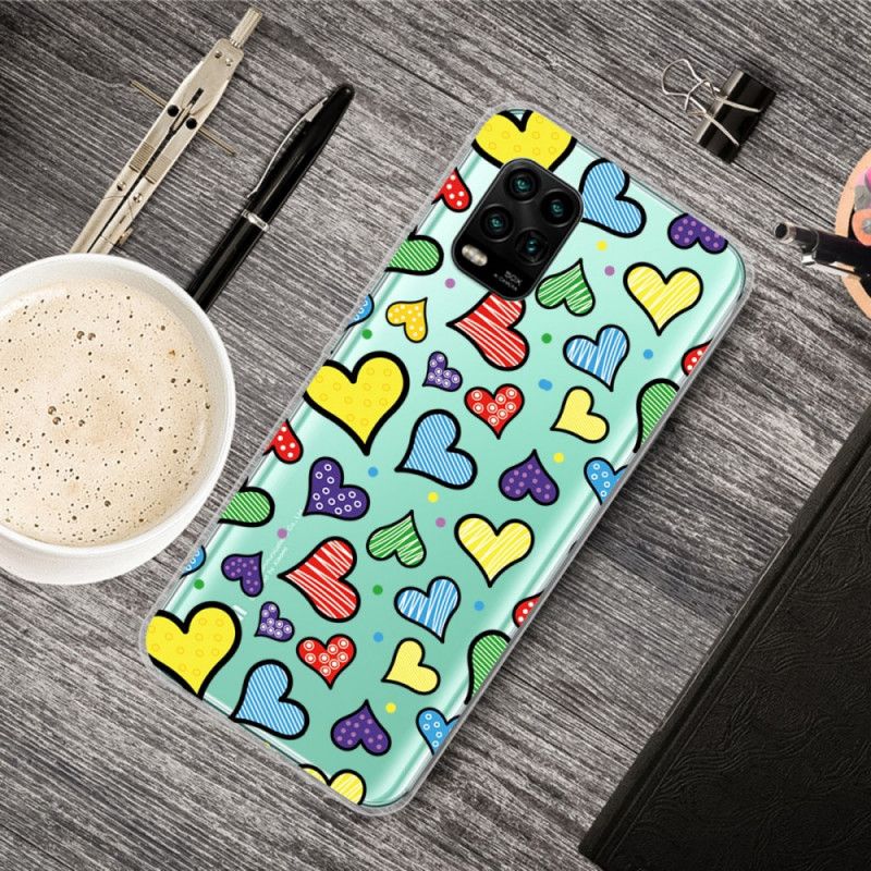 Coque Xiaomi Mi 10 Lite Coeurs Multicolors