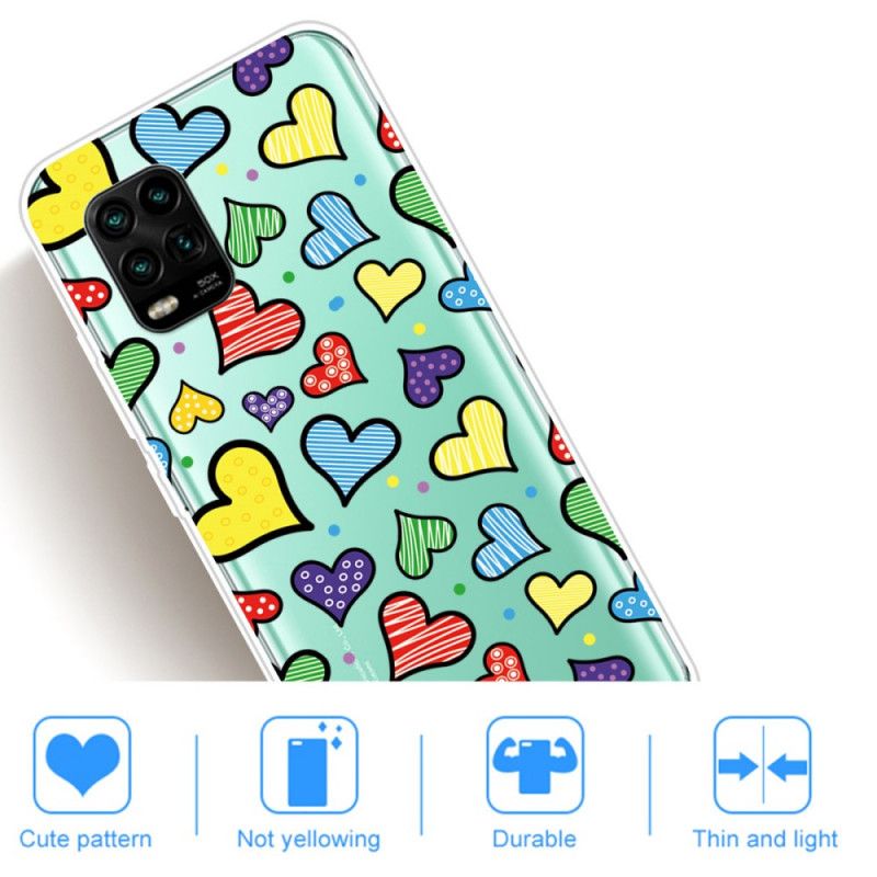 Coque Xiaomi Mi 10 Lite Coeurs Multicolors