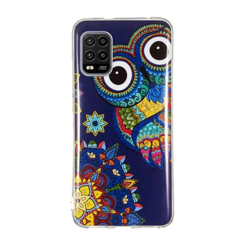 Coque Xiaomi Mi 10 Lite Hibou Mandala Fluorescente