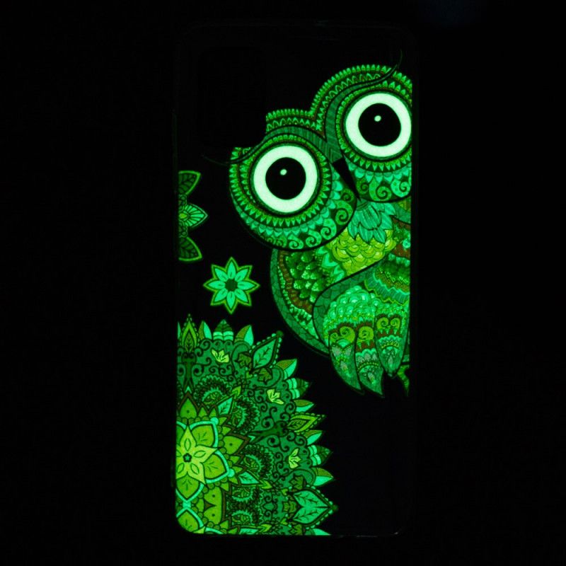 Coque Xiaomi Mi 10 Lite Hibou Mandala Fluorescente