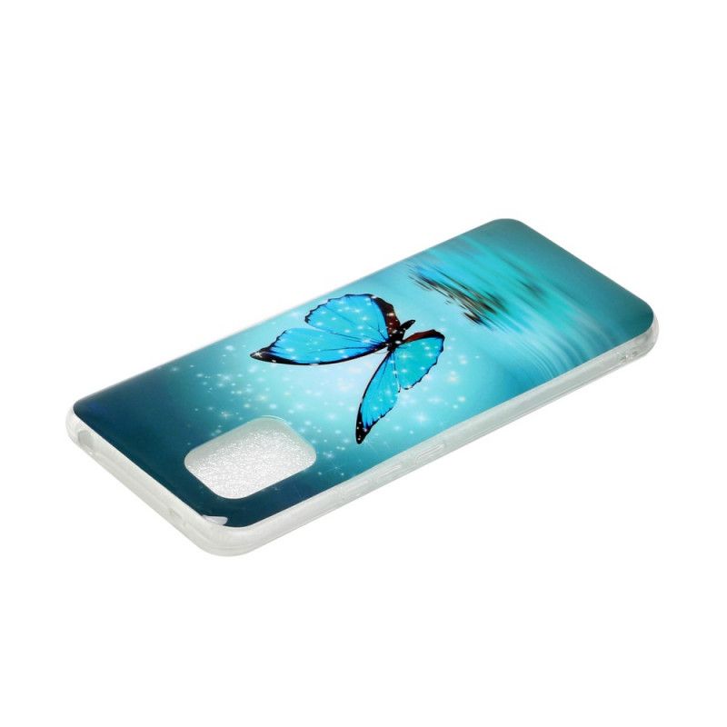 Coque Xiaomi Mi 10 Lite Papillon Bleu Fluorescente