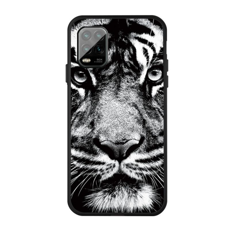 Coque Xiaomi Mi 10 Lite Tigre Noir Et Blanc