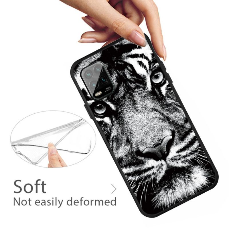 Coque Xiaomi Mi 10 Lite Tigre Noir Et Blanc