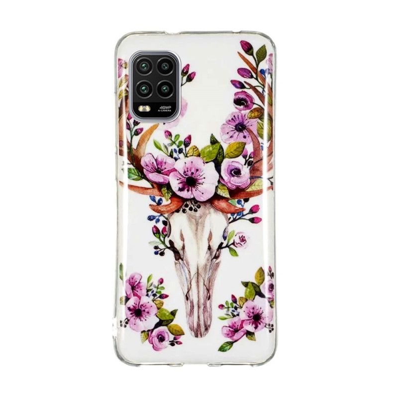 Coque Xiaomi Mi 10 Lite Wapiti Fleuri Fluorescente