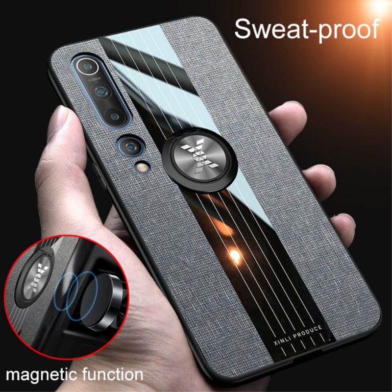 Coque Xiaomi Mi 10 / 10 Pro Hybride Et Texture Jeans Avec Anneau-support