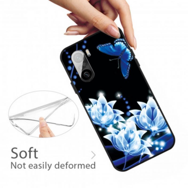 Coque Xiaomi Mi 11i 5G / Poco F3 Papillon Et Fleurs Bleus