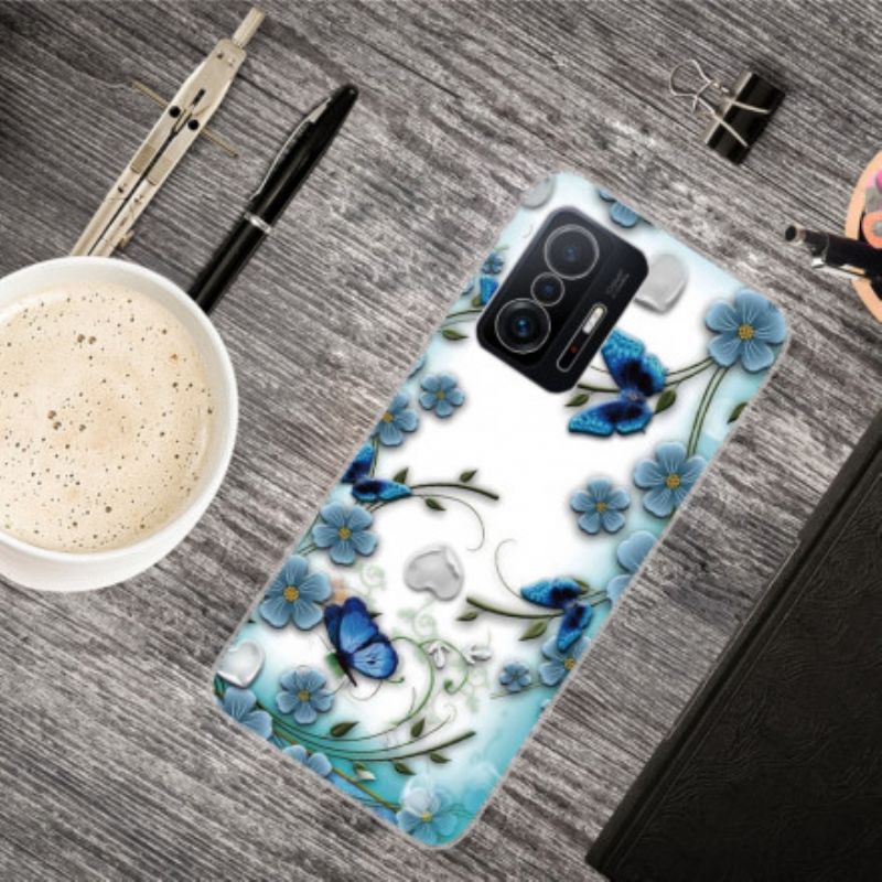 Coque Xiaomi Mi 11T / 11T Pro Papillons Et Fleurs Rétro