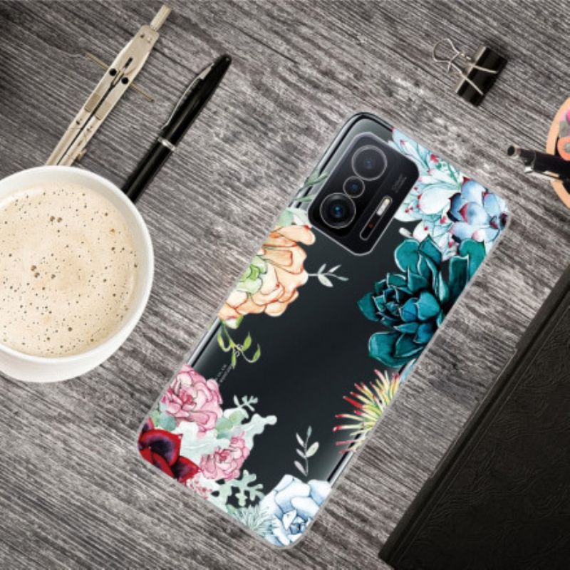 Coque Xiaomi Mi 11T / 11T Pro Transparente Fleurs Aquarelle