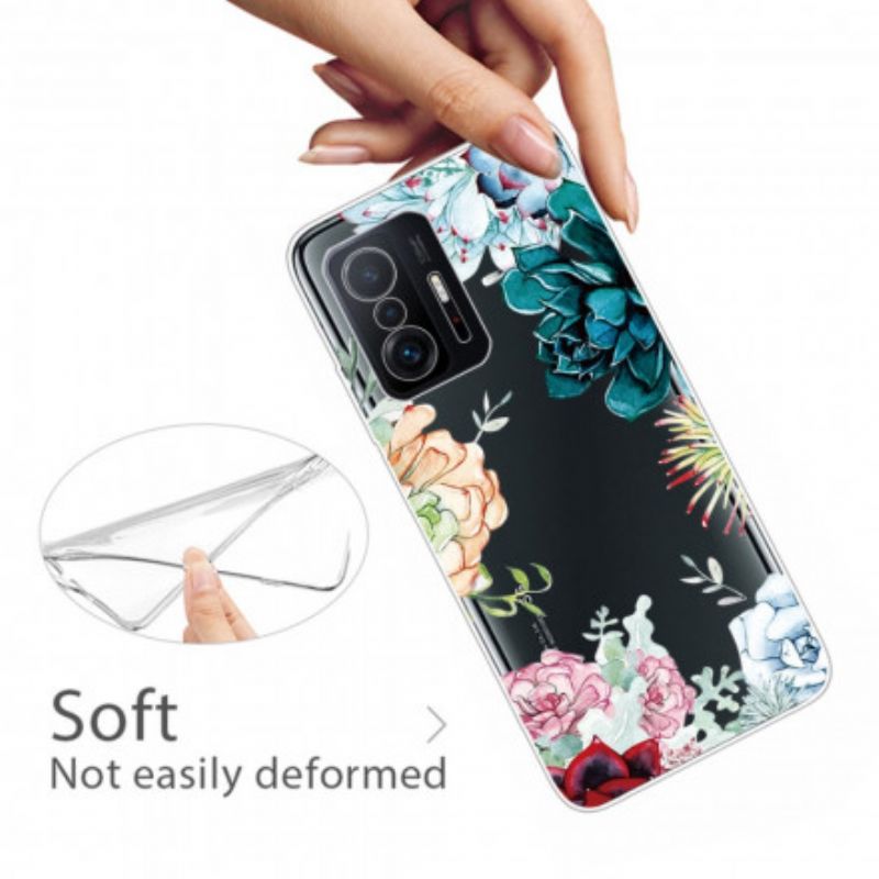 Coque Xiaomi Mi 11T / 11T Pro Transparente Fleurs Aquarelle