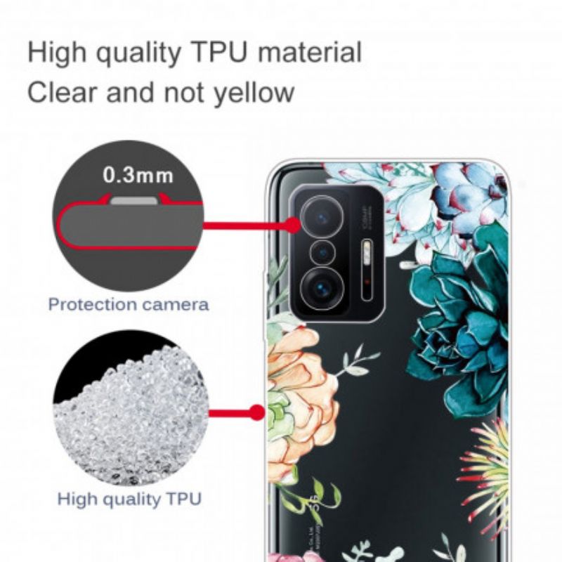 Coque Xiaomi Mi 11T / 11T Pro Transparente Fleurs Aquarelle