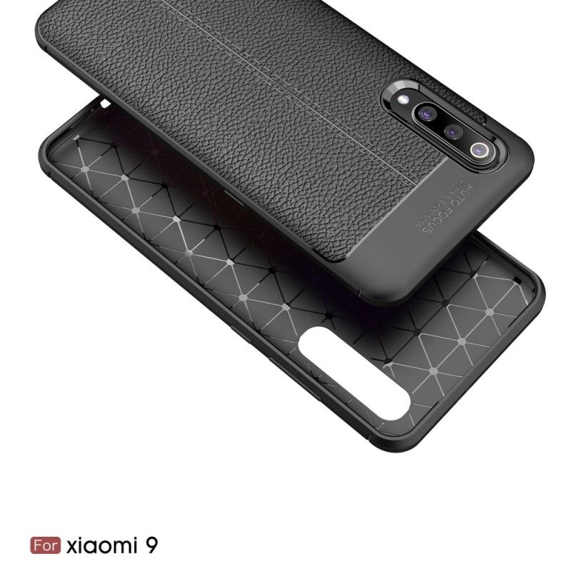 Coque Xiaomi Mi 9 Effet Cuir Litchi Double Line