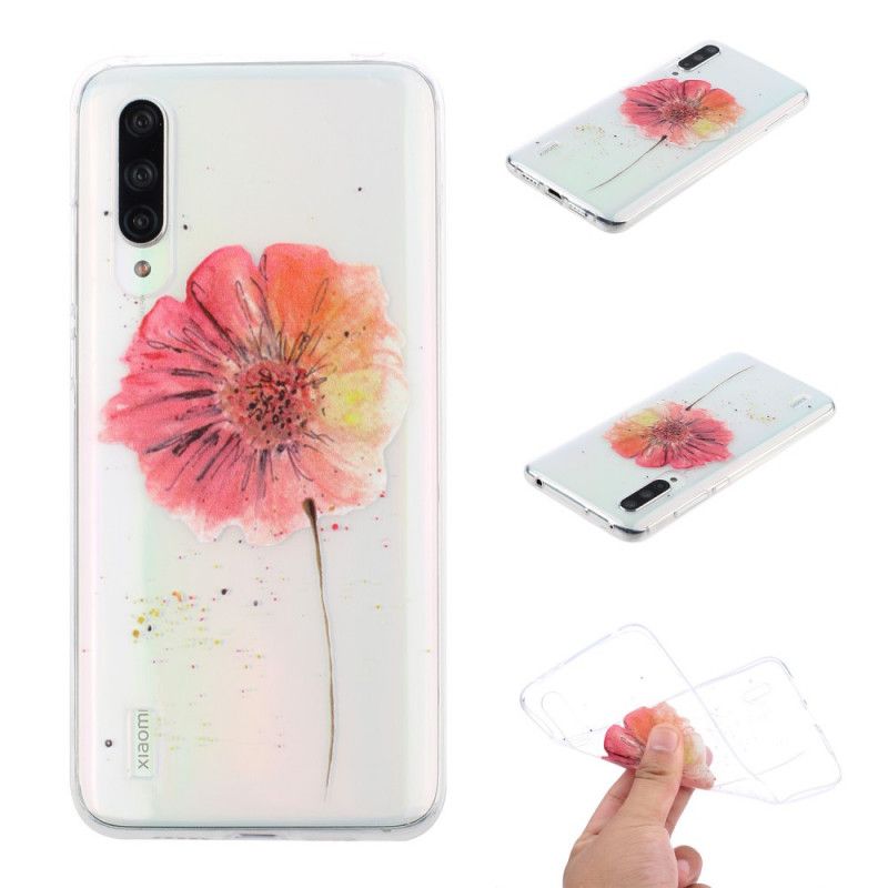 Coque Xiaomi Mi 9 Lite Transparente Coquelicot Aquarelle