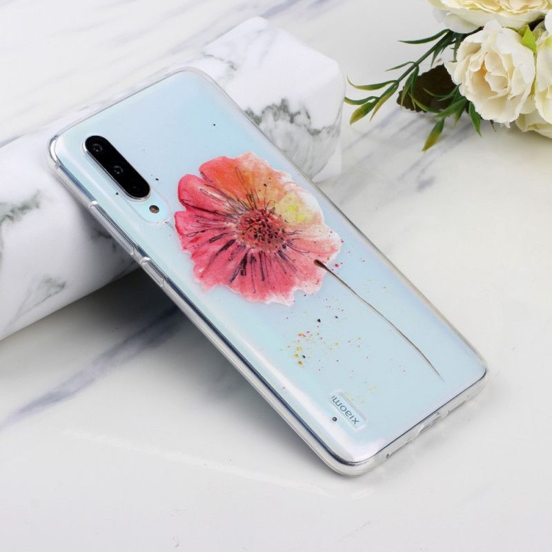 Coque Xiaomi Mi 9 Lite Transparente Coquelicot Aquarelle