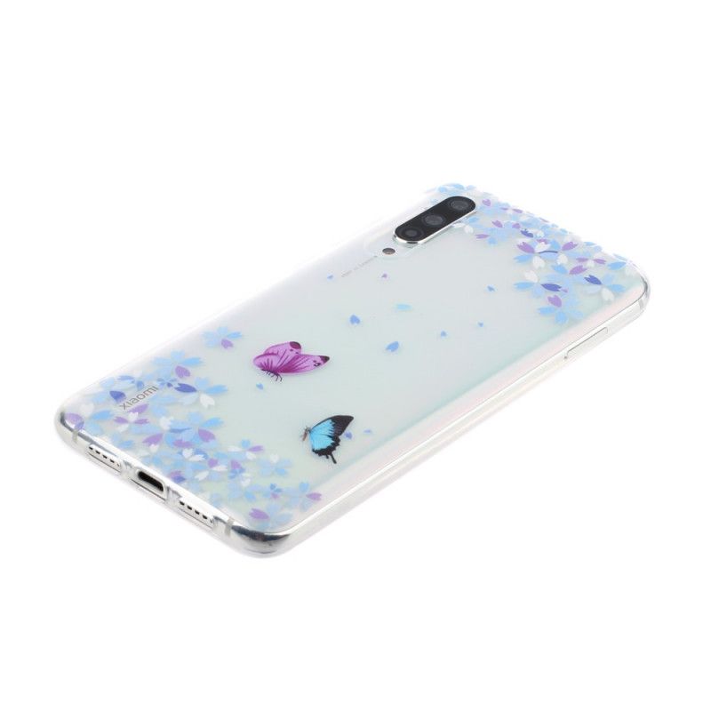 Coque Xiaomi Mi 9 Lite Transparente Papillons Et Fleurs