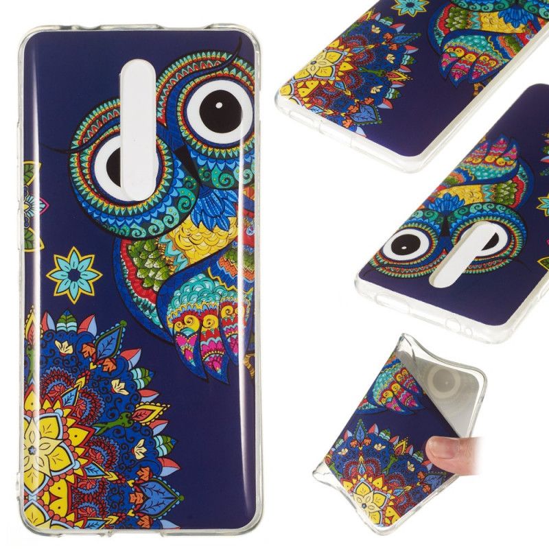 Coque Xiaomi Mi 9t / Mi 9t Pro Hibou Mandala Fluorescente