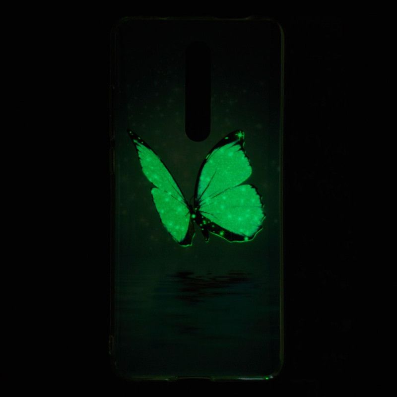 Coque Xiaomi Mi 9t / Mi 9t Pro Papillon Bleu Fluorescente