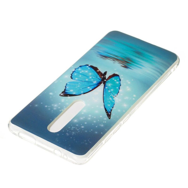 Coque Xiaomi Mi 9t / Mi 9t Pro Papillon Bleu Fluorescente