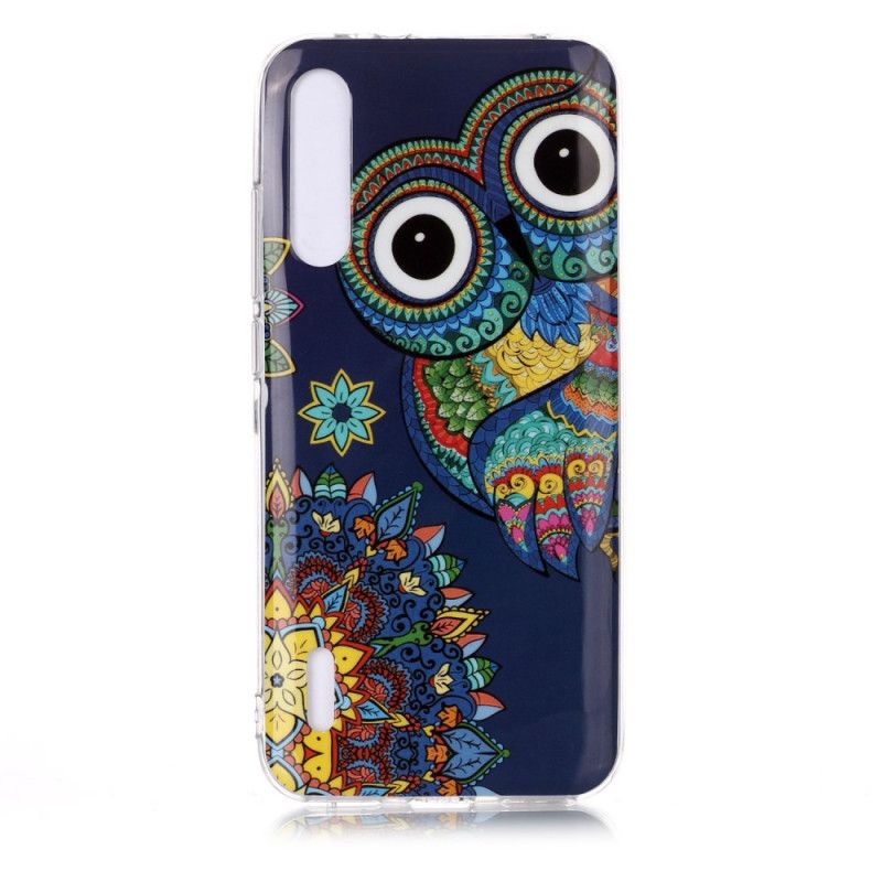 Coque Xiaomi Mi A3 Hibou Mandala Fluorescente