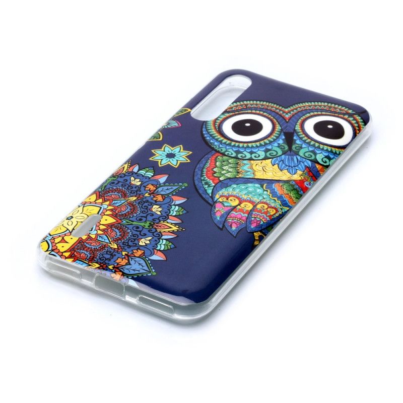 Coque Xiaomi Mi A3 Hibou Mandala Fluorescente