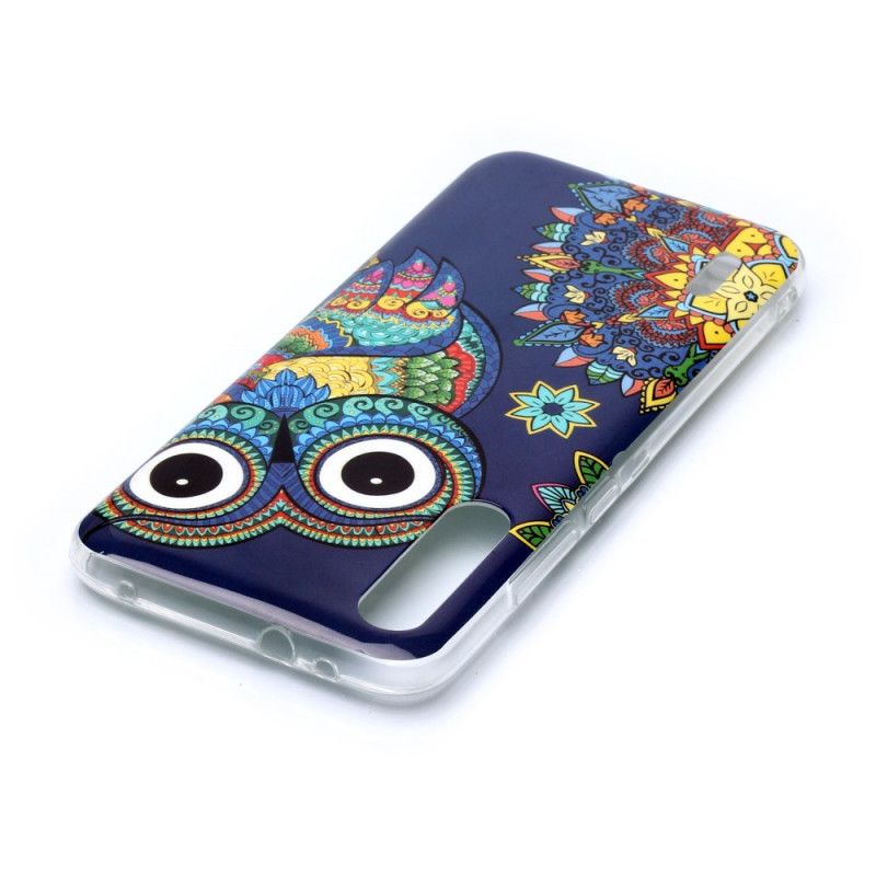 Coque Xiaomi Mi A3 Hibou Mandala Fluorescente