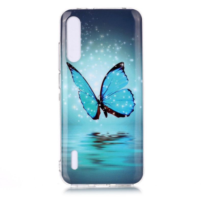 Coque Xiaomi Mi A3 Papillon Bleu Fluorescente