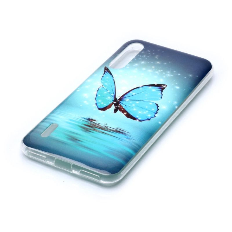 Coque Xiaomi Mi A3 Papillon Bleu Fluorescente
