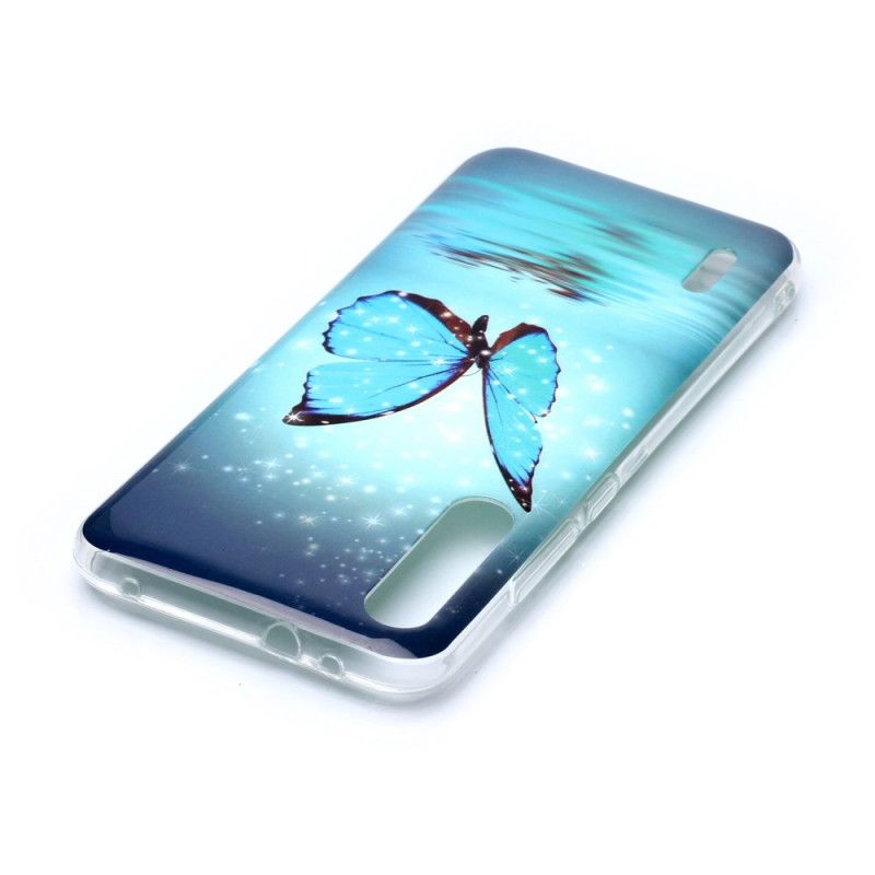 Coque Xiaomi Mi A3 Papillon Bleu Fluorescente