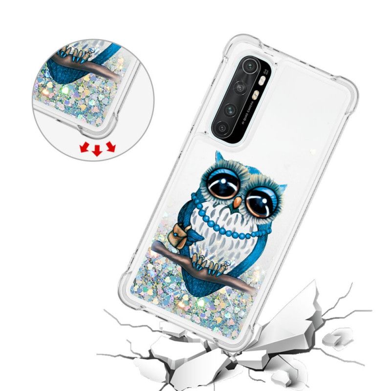 Coque Xiaomi Mi Note 10 Lite Miss Hibou Paillettes