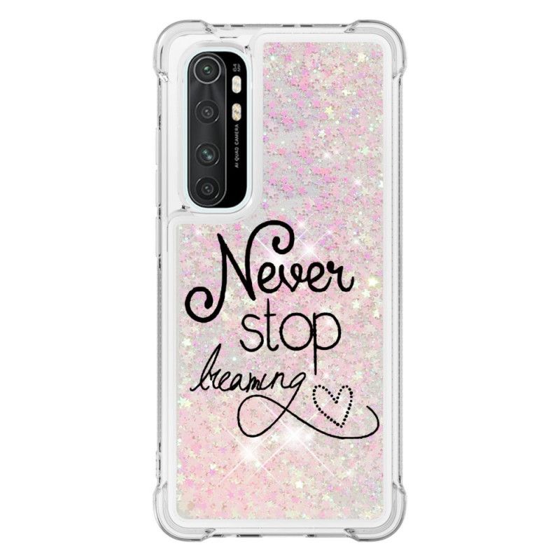 Coque Xiaomi Mi Note 10 Lite Never Stop Dreaming Paillettes