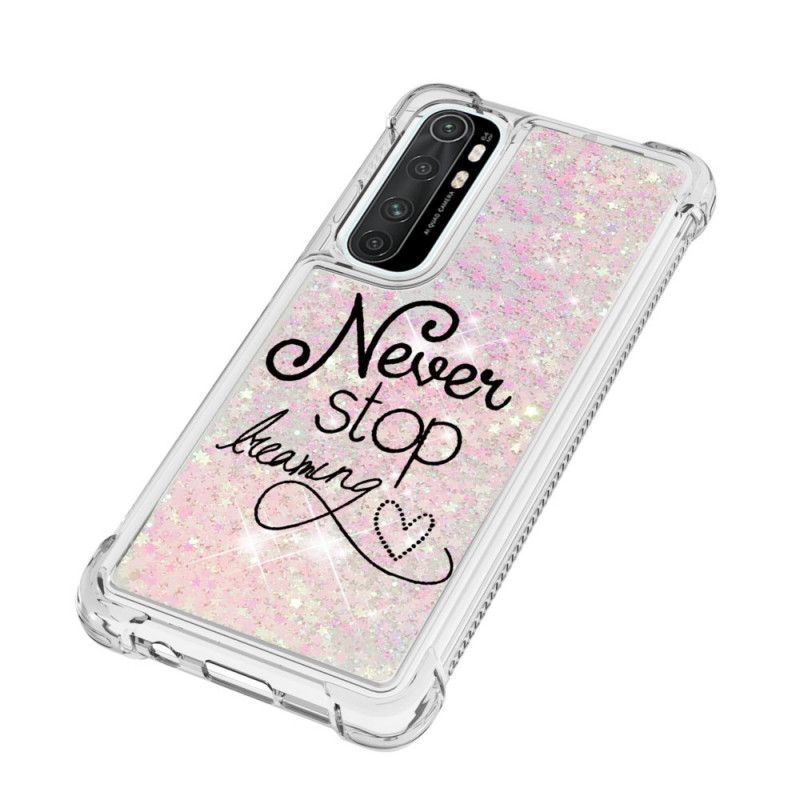 Coque Xiaomi Mi Note 10 Lite Never Stop Dreaming Paillettes