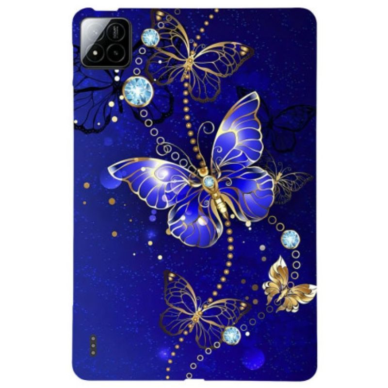 Coque Xiaomi Pad 7 / Pad 7 Pro Papillons Bleus et Diamants