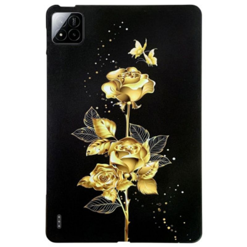 Coque Xiaomi Pad 7 / Pad 7 Pro Roses Dorées et Papillons