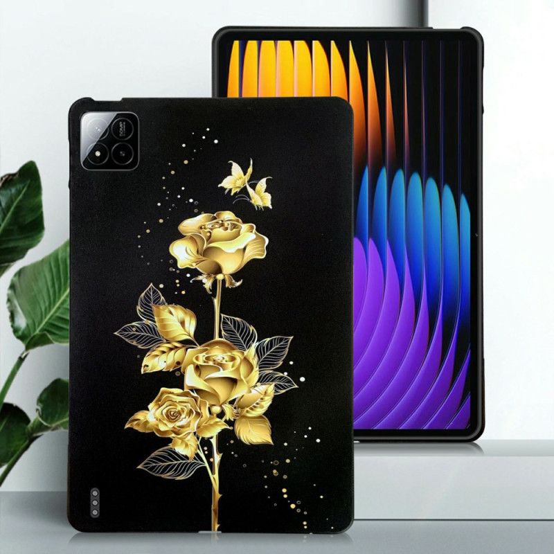 Coque Xiaomi Pad 7 / Pad 7 Pro Roses Dorées et Papillons