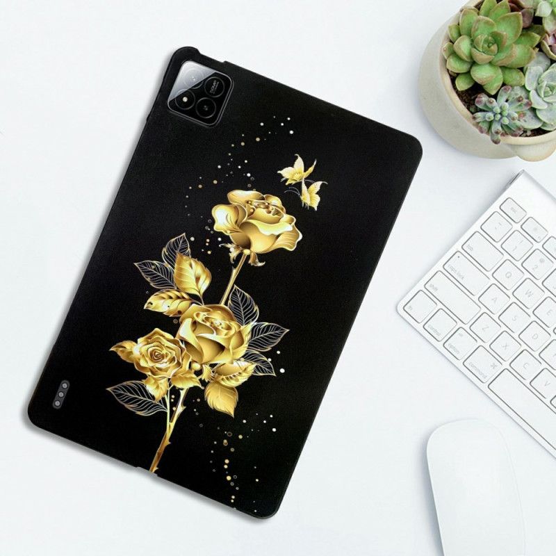 Coque Xiaomi Pad 7 / Pad 7 Pro Roses Dorées et Papillons