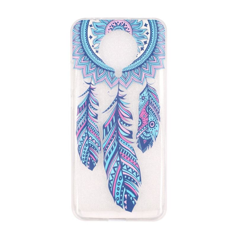 Coque Xiaomi Poco F2 Pro Transparente Attrape Rêves Plumes Bleues