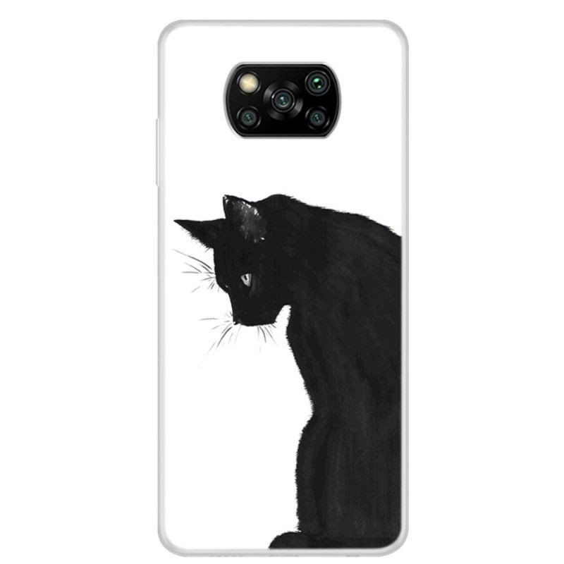 Coque Xiaomi Poco X3 Chat Noir Pensif