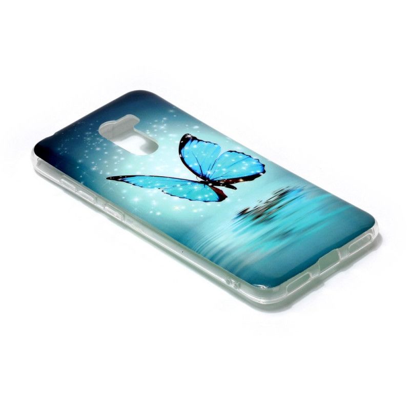 Coque Xiaomi Pocophone F1 Papillon Bleu Fluorescente