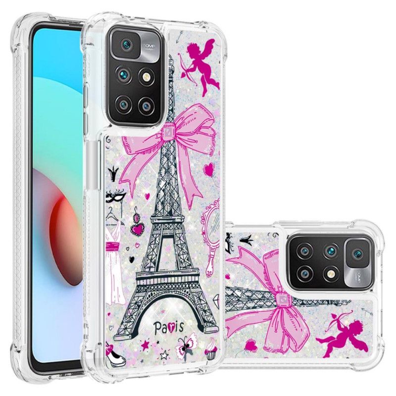 Coque Xiaomi Redmi 10 La Tour Eiffel Paillettes