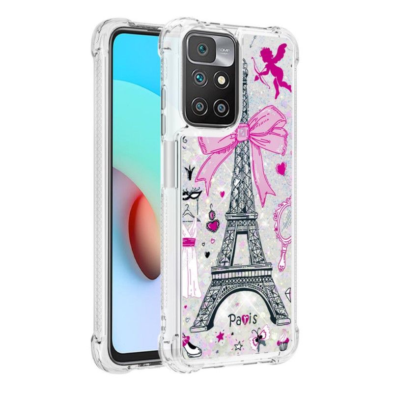 Coque Xiaomi Redmi 10 La Tour Eiffel Paillettes