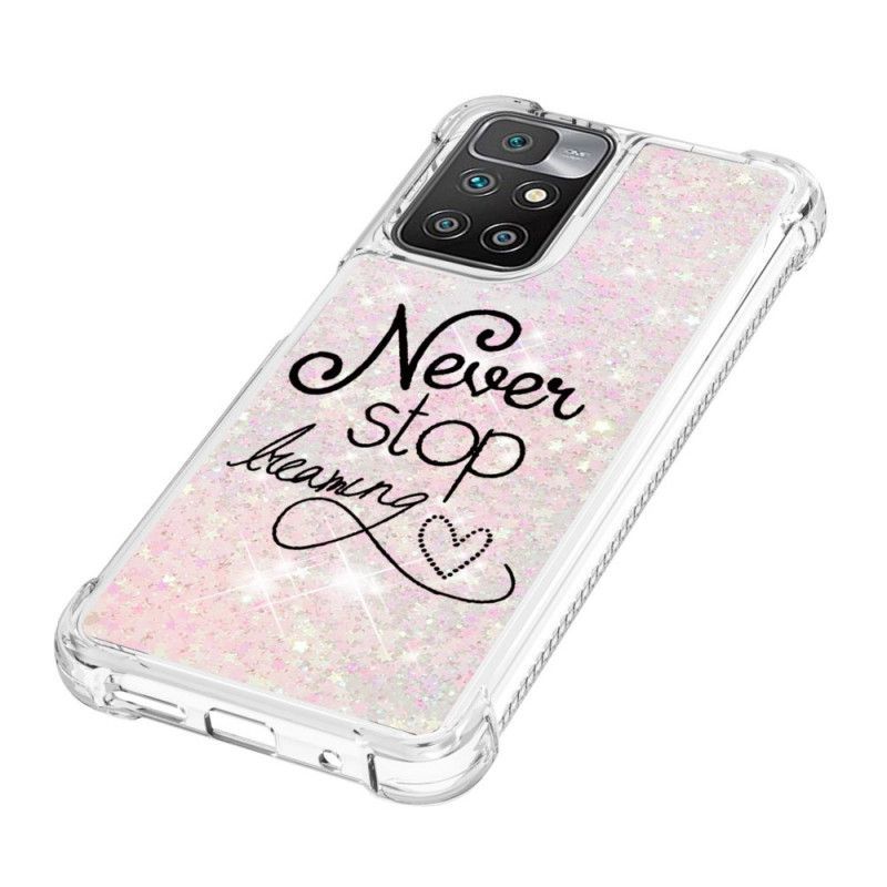 Coque Xiaomi Redmi 10 Never Stop Dreaming Paillettes