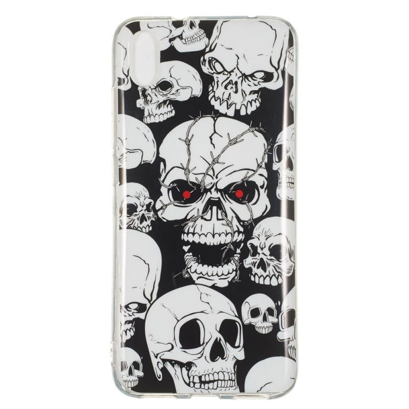 Coque Xiaomi Redmi 7a Attention Têtes De Mort Fluorescente