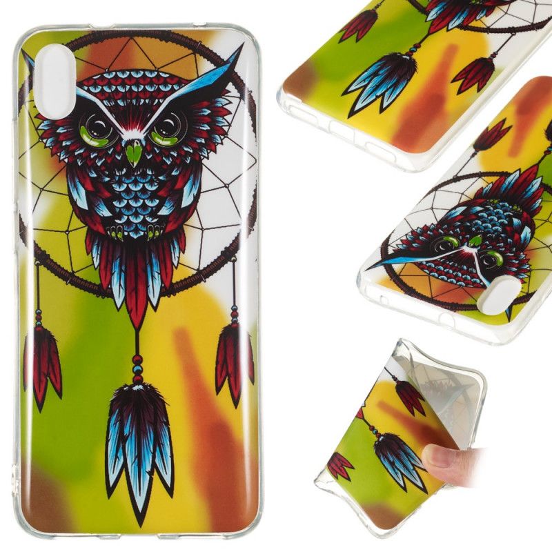 Coque Xiaomi Redmi 7a Attrape Rêves Hibou Fluorescent