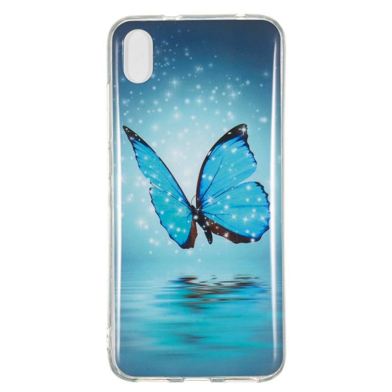 Coque Xiaomi Redmi 7a Papillon Bleu Fluorescente