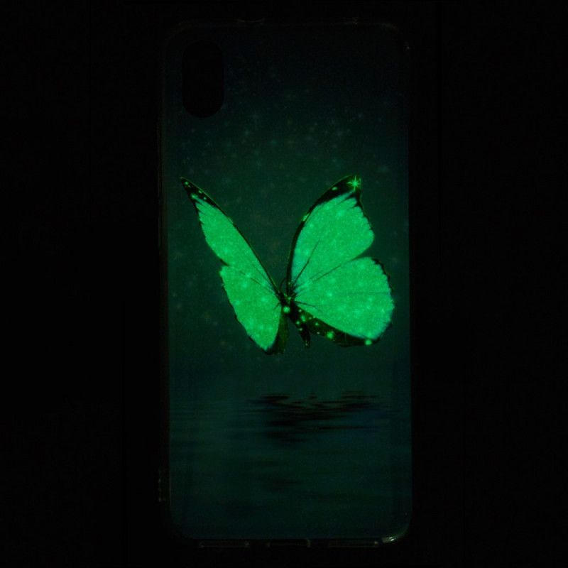 Coque Xiaomi Redmi 7a Papillon Bleu Fluorescente