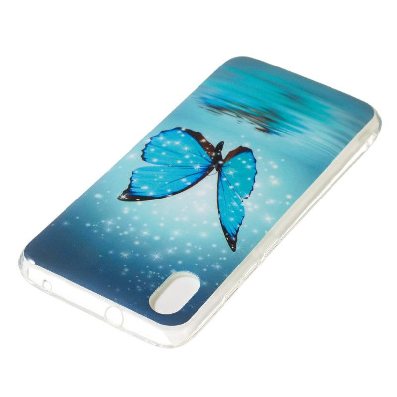 Coque Xiaomi Redmi 7a Papillon Bleu Fluorescente