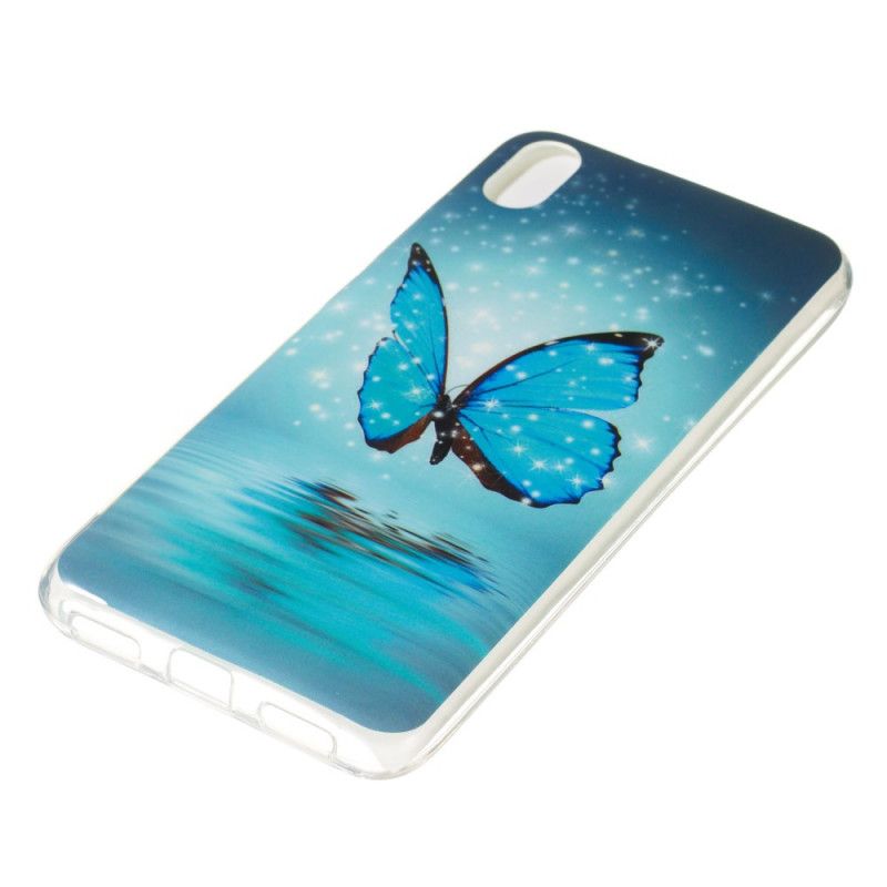 Coque Xiaomi Redmi 7a Papillon Bleu Fluorescente